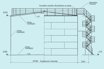 Чертеж Резервуар вертикальный РВС 1500 м3